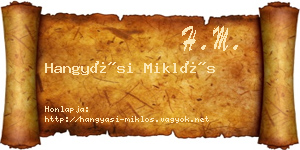 Hangyási Miklós névjegykártya